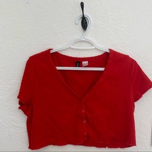 H+M red button up crop top